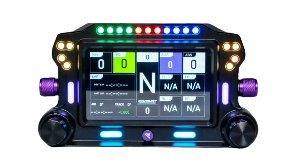 CONSPIT CSD Dashboard framifrån med aktiv SimHub-telemetridisplay