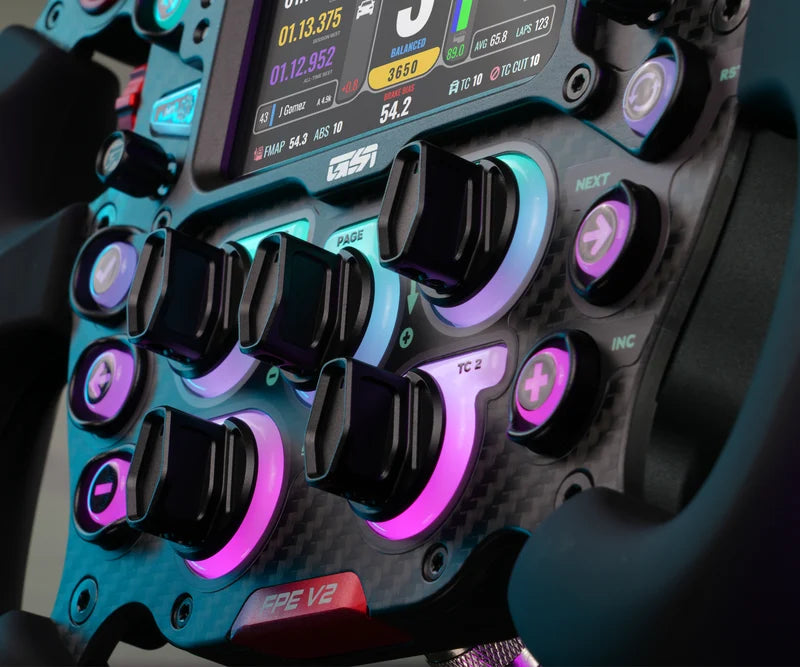 RGB illuminated buttons and rotary controls on the GSI FPE V2