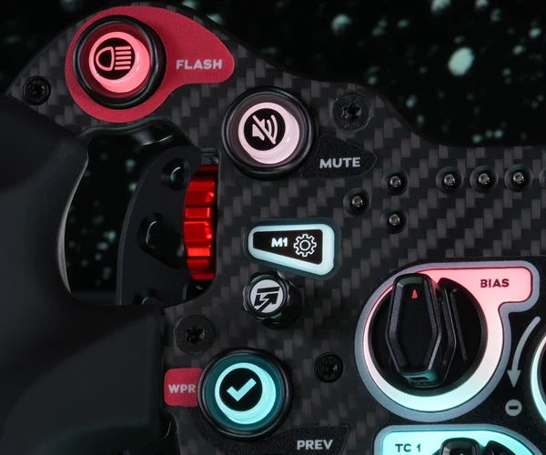 Close-up of RGB illuminated buttons on the GSI GXL V2