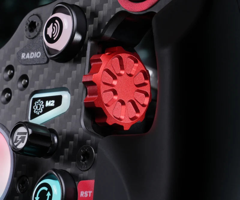 Red thumb encoder and side controls on the GSI GXL V2
