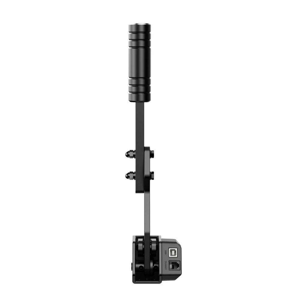 MOZA HBP Handbrake – transparent bild av USB- och RJ11-anslutningarna