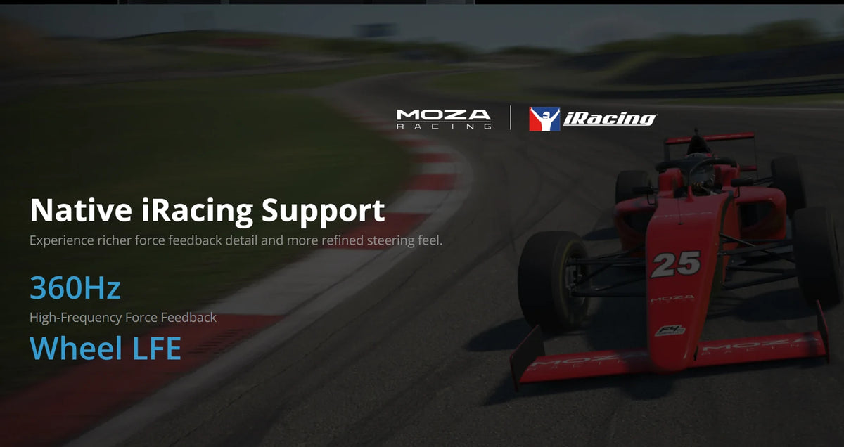 MOZA R16 Ultra med 360 Hz force feedback och Wheel LFE i iRacing