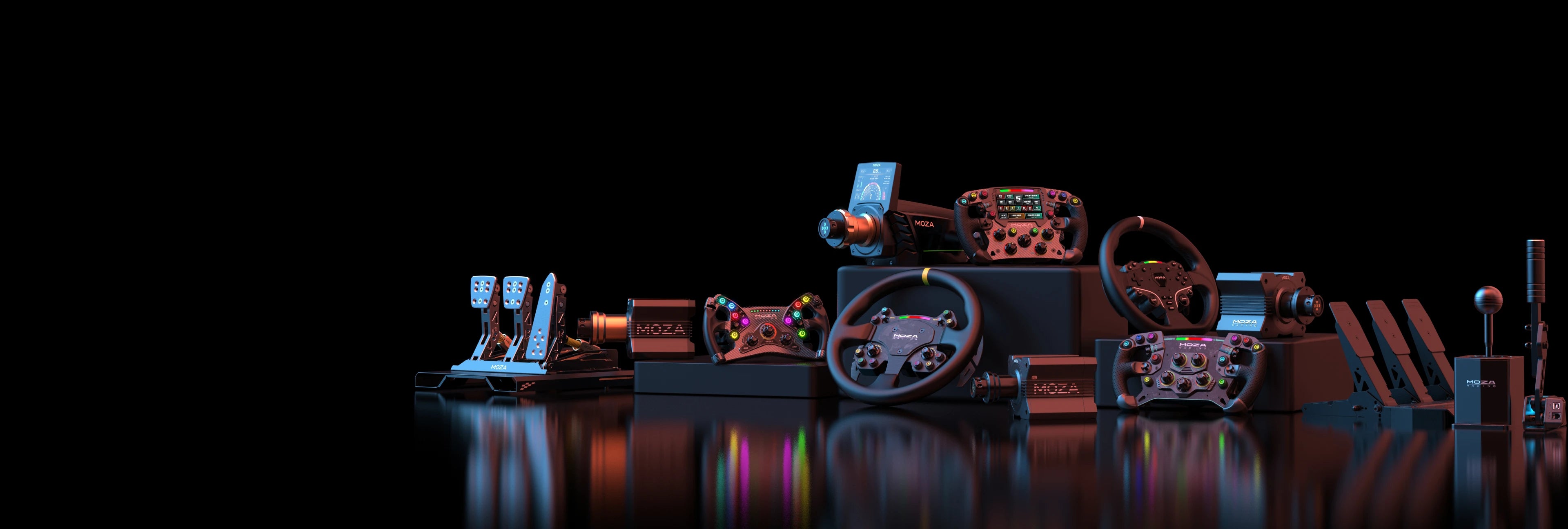 Moza Racing och flight simulator sortiment – komplett utrustning för sim racing och flygsimulering