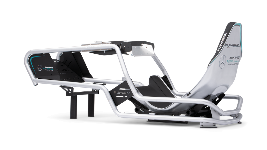 Playseat Formula Intelligence Mercedes-AMG F1 cockpit utan ratt och pedaler sedd från sidan