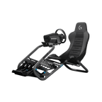 Playseat Trophy Logitech G Edition med Logitech-ratt och pedaler, trekvarts framifrån