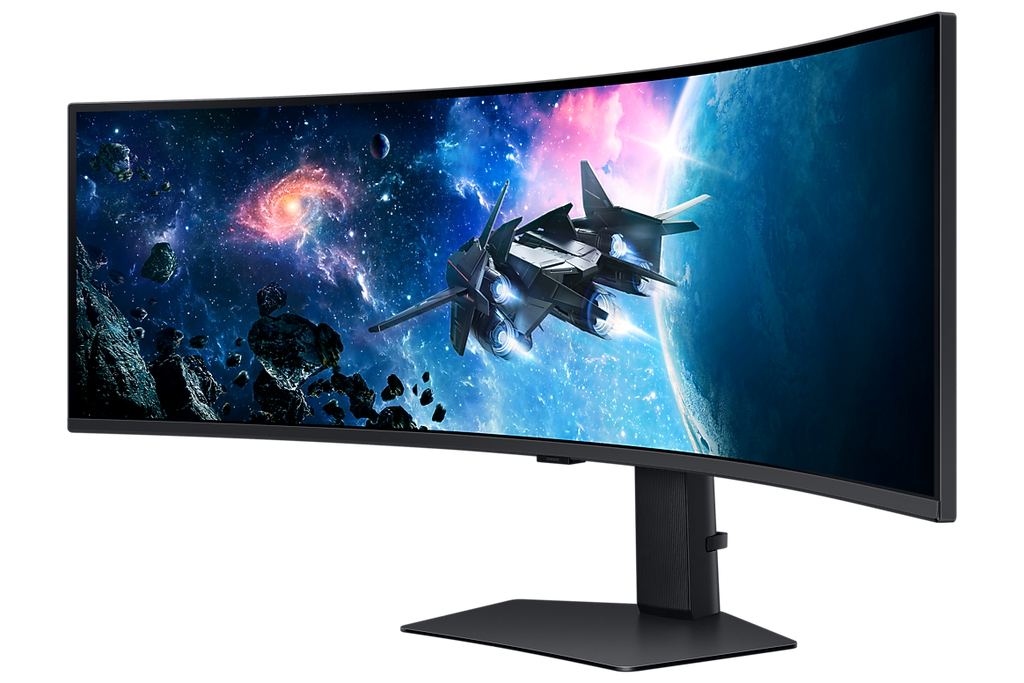 Samsung Odyssey G9 G95C snett framifrån