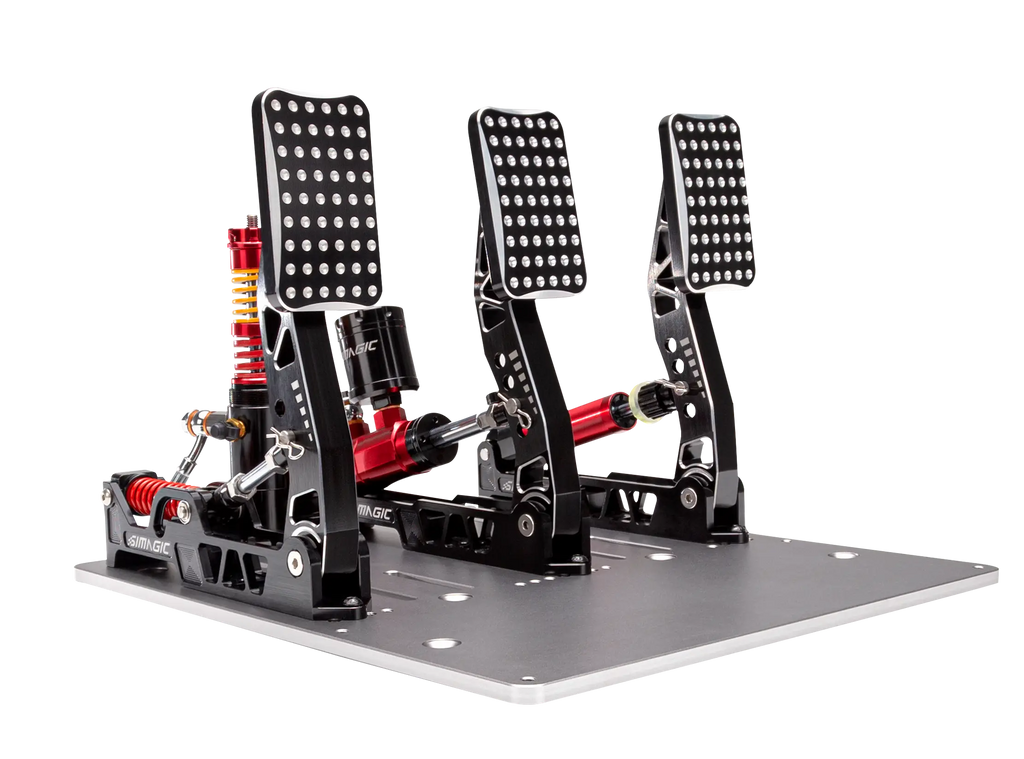 Simagic P2000 hydrauliskt pedalset med gas, broms och koppling i produktöversikt