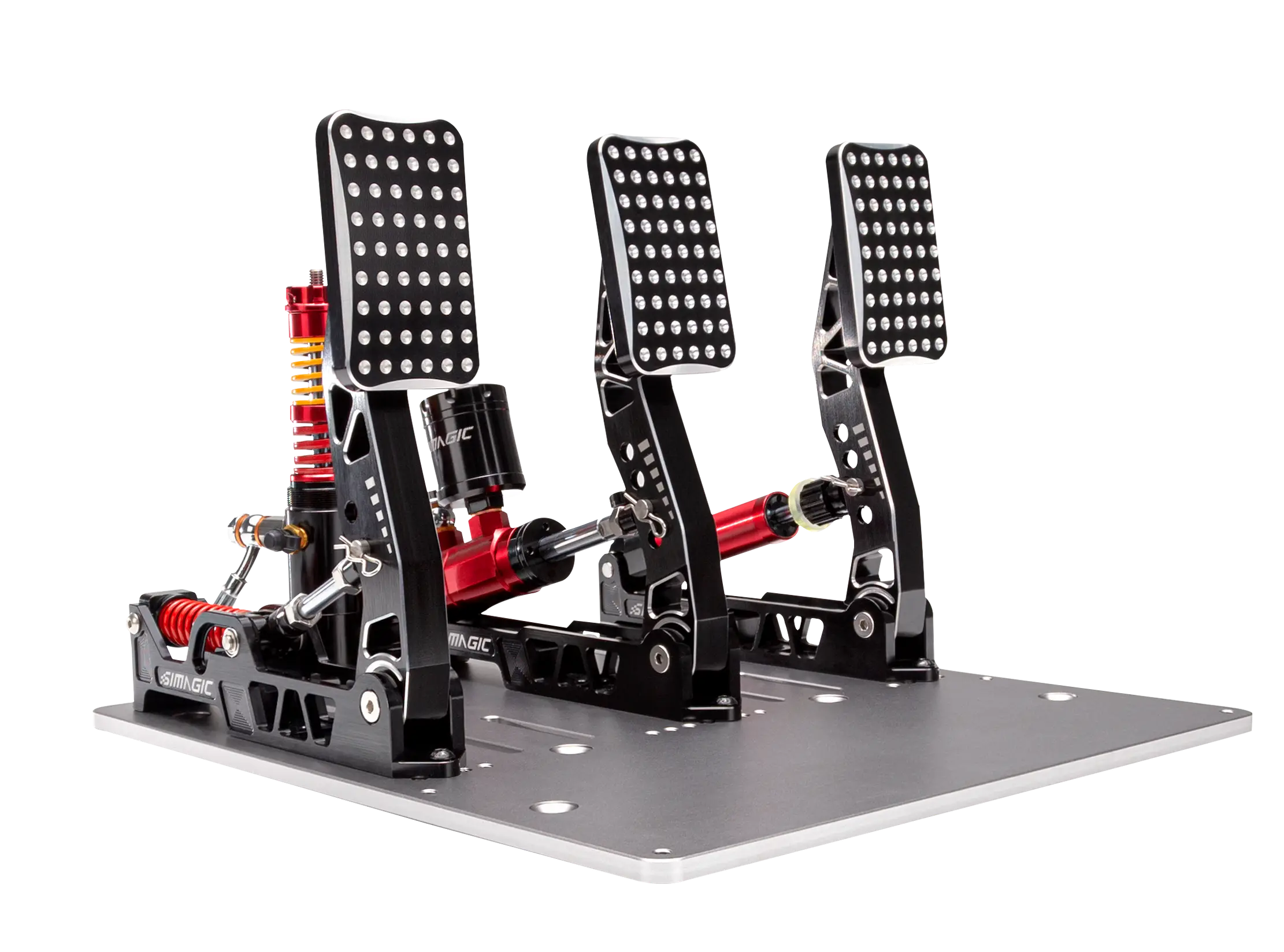 Simagic P2000 hydrauliskt pedalset med gas, broms och koppling i produktöversikt