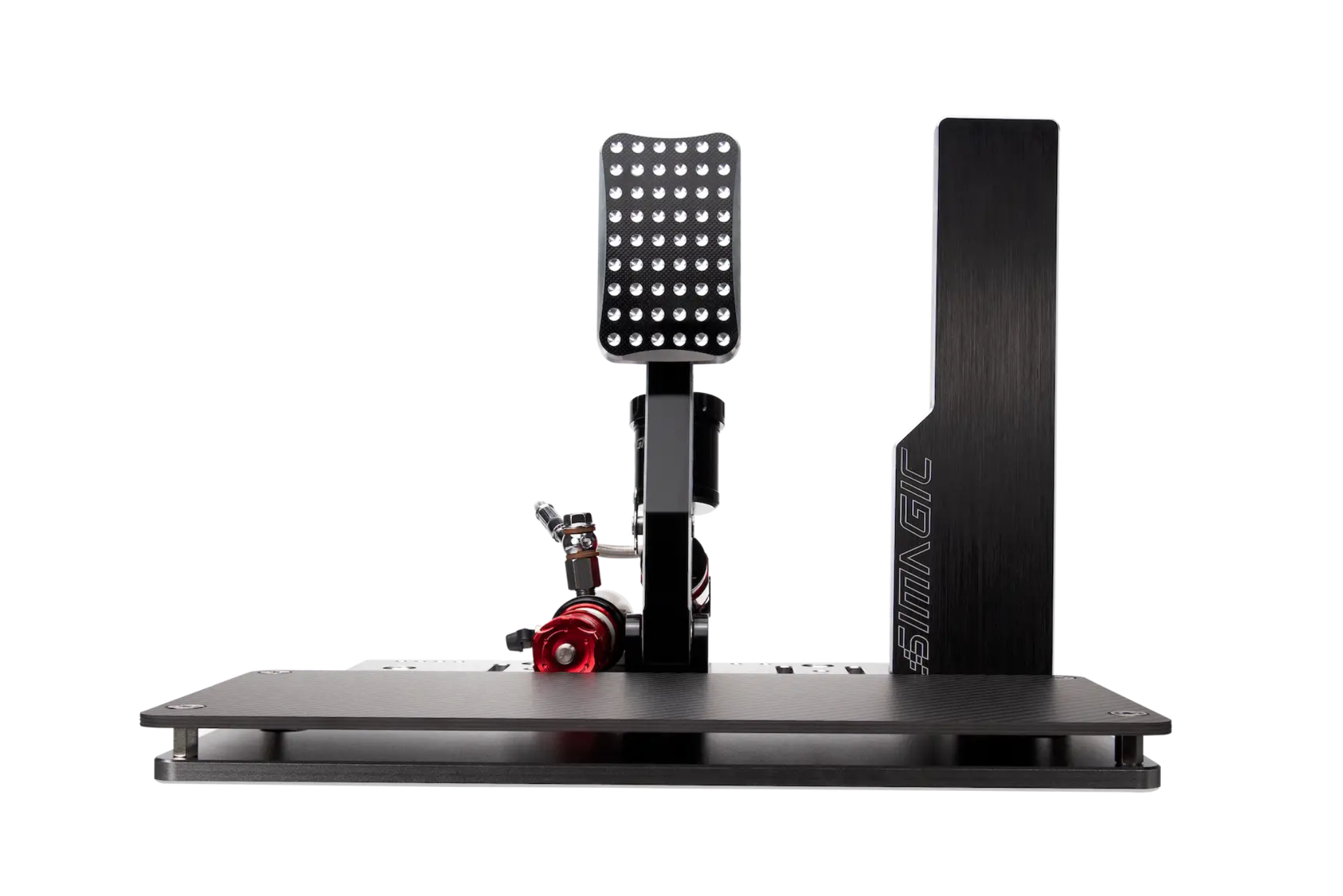 Simagic P2000 gaspedal med pedalplatta och justeringsdetaljer
