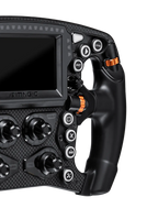 Simagic ZEUS Formula Steering Wheel – front view with telemetry display and grip

