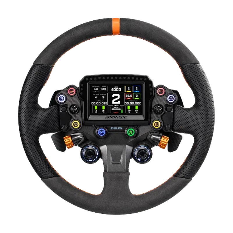 Simagic ZEUS Sport Steering Wheel – front view with telemetry display
