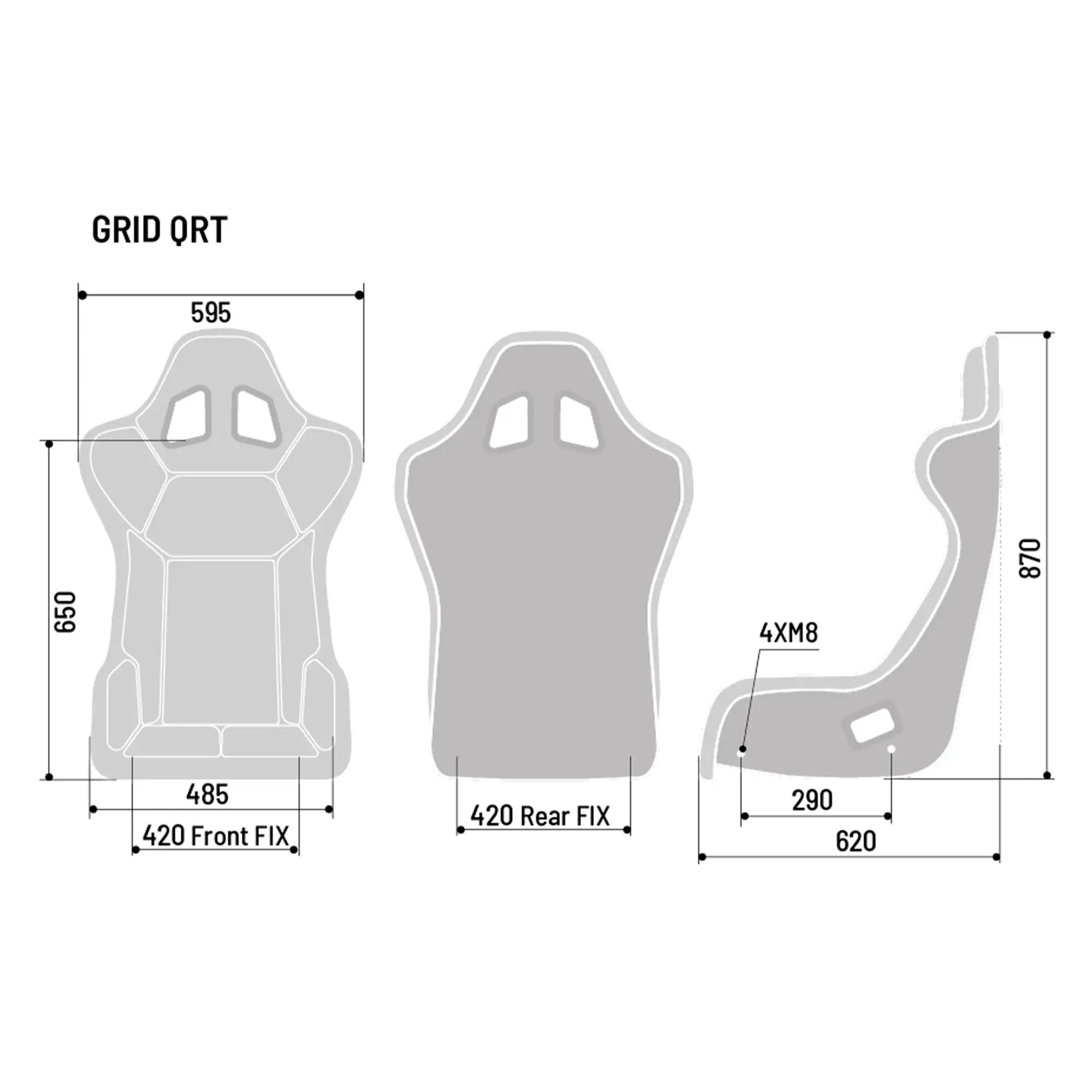 Måttskiss för Sparco GRID QRT Gaming simracingstol