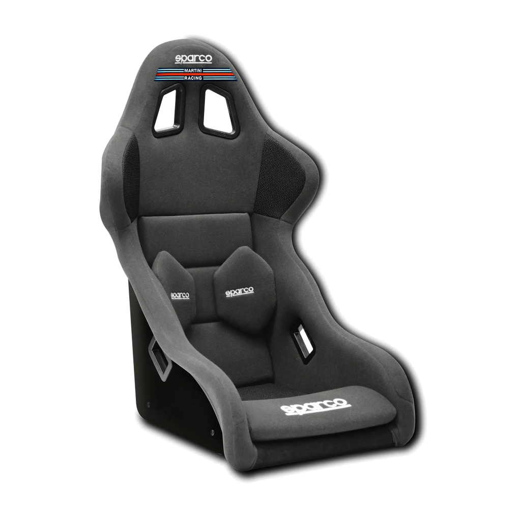 Sparco PRO 2000 QRT Martini Racing skalstol sedd snett framifrån